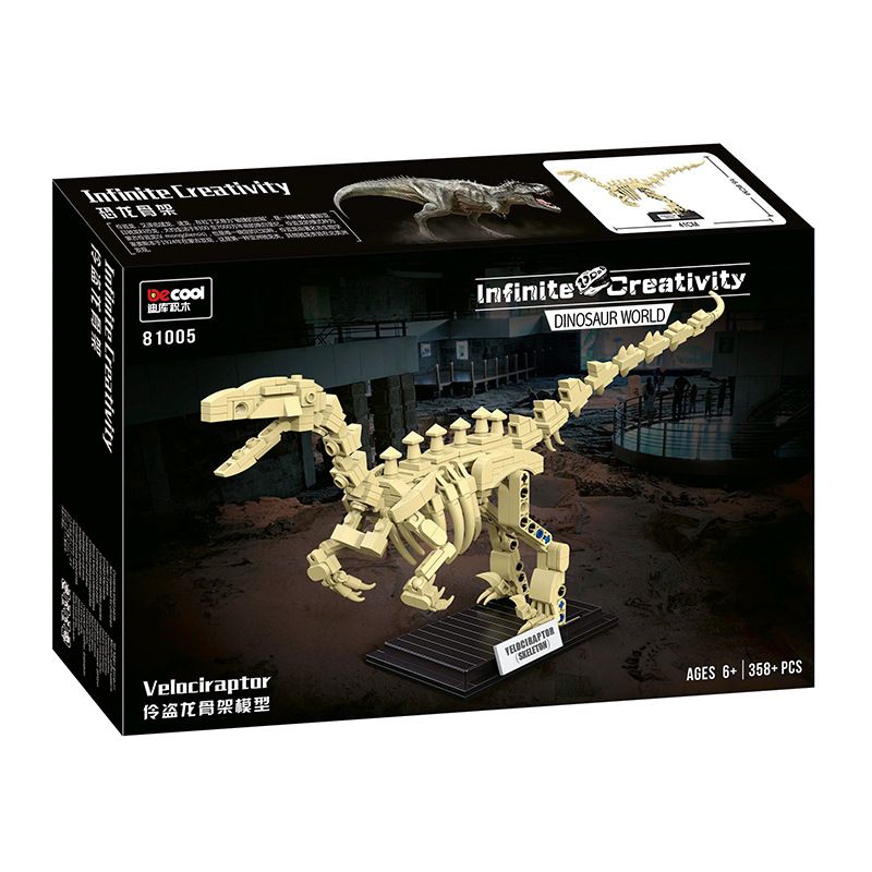 Decool 81005 Jisi 81005 non Lego MÔ HÌNH BỘ XƯƠNG VELOCIRAPTOR bộ đồ chơi xếp lắp ráp ghép mô hình DINOSAUR WORLD VELOCIRAPTOR 358 khối