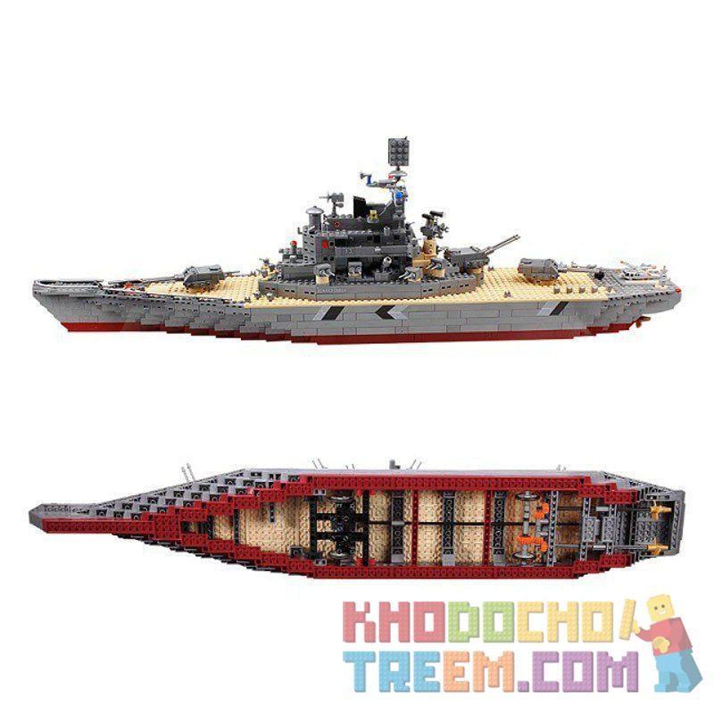 Kazi KY82012 82012 non  TÀU CHIẾN PHÁT XÍT ĐỨC BISMARCK bộ đồ chơi xếp lắp ráp ghép mô hình Century Military CENTURY MILITARY BISMARCK CRUISER Quân Đội Thế Kỷ 1297 khối