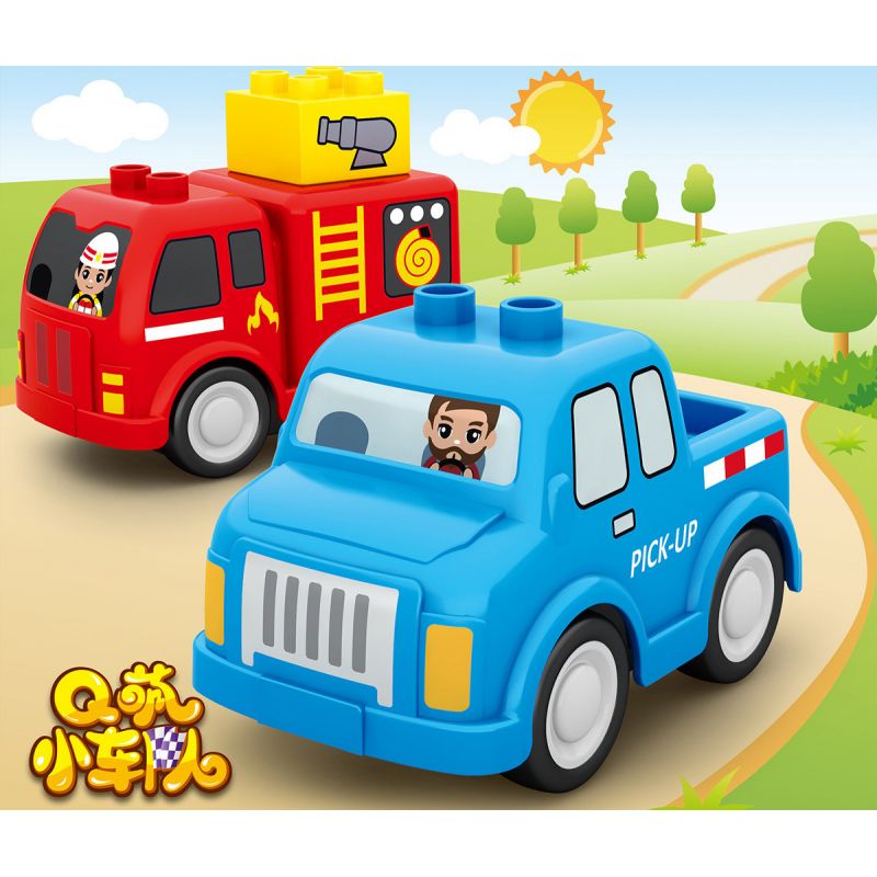 SEMBO 690002 non  XE CỨU HỎA BÁN TẢI ĐẦU KÉO KHAKIBO KIDS bộ đồ chơi xếp lắp ráp ghép mô hình CACHEEBO