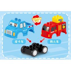 SEMBO 690002 non  XE CỨU HỎA BÁN TẢI ĐẦU KÉO KHAKIBO KIDS bộ đồ chơi xếp lắp ráp ghép mô hình CACHEEBO