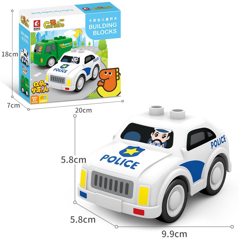 SEMBO 690001 non  XE CHUYỂN PHÁT NHANH CẢNH SÁT LÙI BÉ KAKI bộ đồ chơi xếp lắp ráp ghép mô hình CACHEEBO