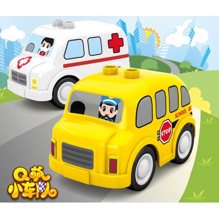 SEMBO 690000 non  XE CỨU THƯƠNG BUÝT KÉO LẠI BÉ KAKI bộ đồ chơi xếp lắp ráp ghép mô hình CACHEEBO