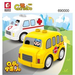 SEMBO 690000 non  XE CỨU THƯƠNG BUÝT KÉO LẠI BÉ KAKI bộ đồ chơi xếp lắp ráp ghép mô hình CACHEEBO