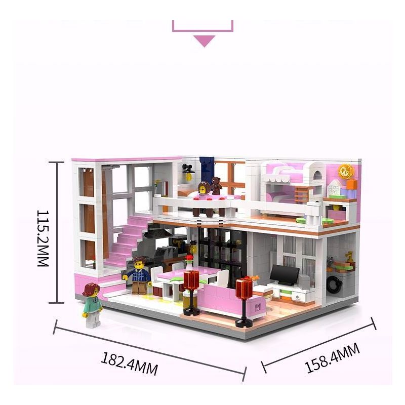 ZHEGAO 00338 non  NGÔI NHÀ ĐẸP bộ đồ chơi xếp lắp ráp ghép mô hình Creator NICE ROOMS Sáng Tạo 1220 khối