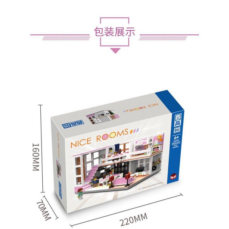 ZHEGAO 00338 non  NGÔI NHÀ ĐẸP bộ đồ chơi xếp lắp ráp ghép mô hình Creator NICE ROOMS Sáng Tạo 1220 khối