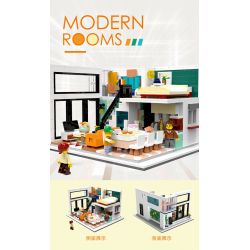 ZHEGAO 00337 non  NGÔI NHÀ THỜI TRANG bộ đồ chơi xếp lắp ráp ghép mô hình Creator MODERN ROOMS Sáng Tạo 1167 khối