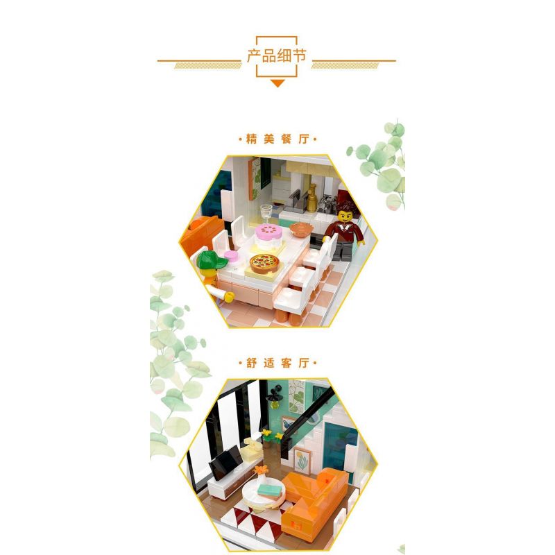 ZHEGAO 00337 non  NGÔI NHÀ THỜI TRANG bộ đồ chơi xếp lắp ráp ghép mô hình Creator MODERN ROOMS Sáng Tạo 1167 khối