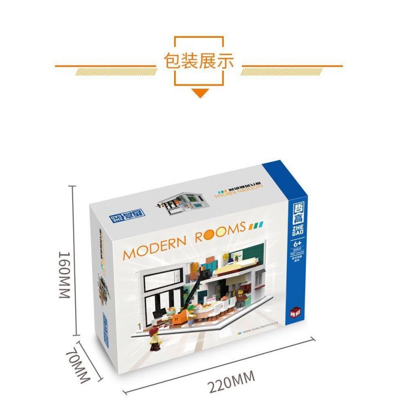 ZHEGAO 00337 non  NGÔI NHÀ THỜI TRANG bộ đồ chơi xếp lắp ráp ghép mô hình Creator MODERN ROOMS Sáng Tạo 1167 khối