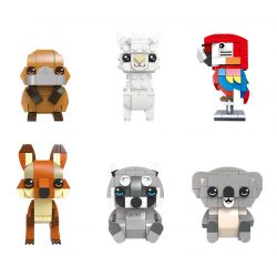 JIESTAR 38005 non  THIÊN ĐƯỜNG THÚ CƯNG DỄ THƯƠNG 6 LOẠI MỎ VỊT ALPACA VẸT ĐUÔI DÀI KANGAROO GẤU TRÚC KOALA bộ đồ chơi xếp lắp ráp ghép mô hình Creator Sáng Tạo 638 khối