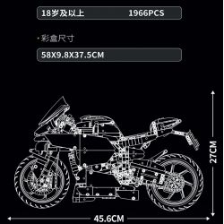 JUHANG TECHNOLOGY 85004 non  MÔ TÔ DUCATI V4R tỷ lệ 1:5 bộ đồ chơi xếp lắp ráp ghép mô hình  Kỹ Thuật Công Nghệ Cao Mô Hình Phương Tiện 1966 khối