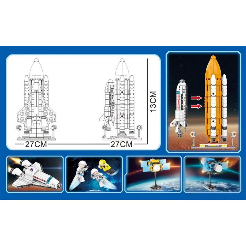 MINGDI K086 non  CƠ SỞ PHÓNG KHÔNG GIAN bộ đồ chơi xếp lắp ráp ghép mô hình INTERSTELLAR EXPLORATION 531 khối