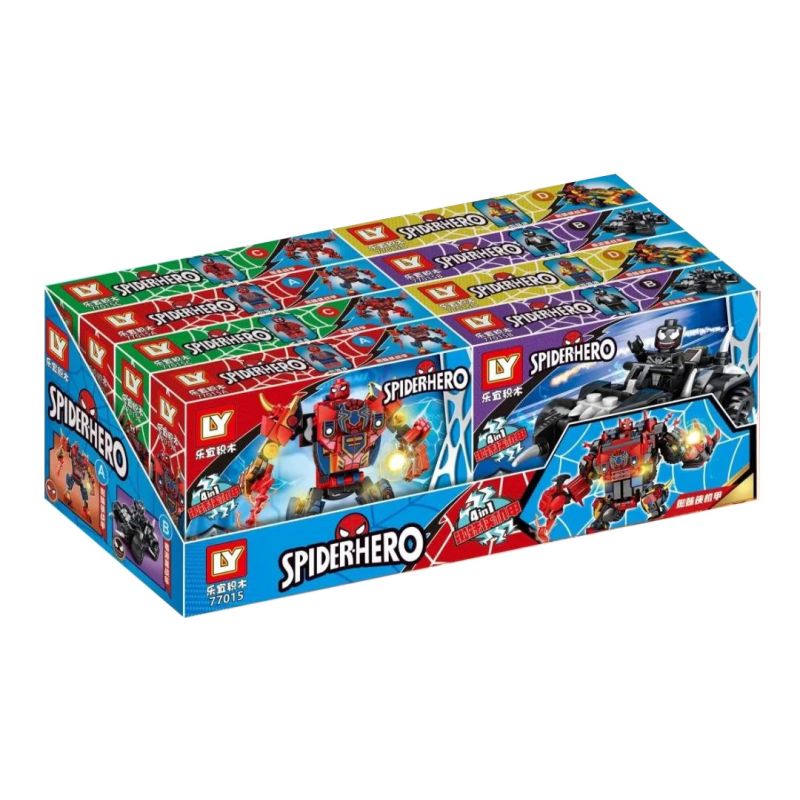 LY 77015 non Lego SPIDER-MAN MECHA 4 LOẠI GIÁP NGƯỜI NHỆN XE TĂNG ĐEN VENOM CARNAGE bộ đồ chơi xếp lắp ráp ghép mô hình Super Heroes SPIDER HERO Siêu Nhân Anh Hùng 459 khối