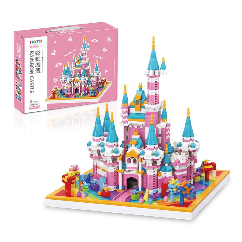 MOYU BLOCK MY92031 92031 non Lego LÂU ĐÀI MÀU HỒNG bộ đồ chơi xếp lắp ráp ghép mô hình Girl PINK CASTLE Con Gái 2988 khối