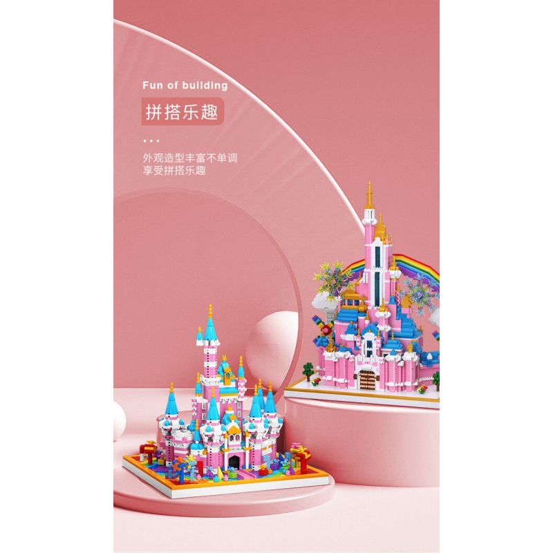 MOYU BLOCK MY92031 92031 non  LÂU ĐÀI MÀU HỒNG bộ đồ chơi xếp lắp ráp ghép mô hình Girl PINK CASTLE Con Gái 2988 khối