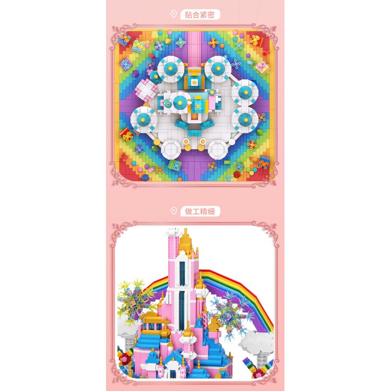 MOYU BLOCK MY92002 92002 non  LÂU ĐÀI CẦU VỒNG bộ đồ chơi xếp lắp ráp ghép mô hình Girl RAINBOW CASTLE Con Gái 6230 khối