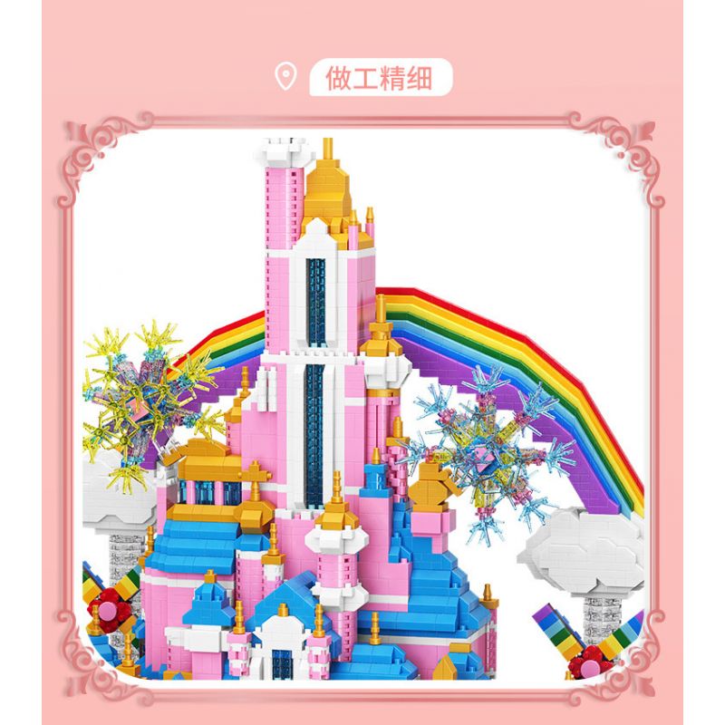 MOYU BLOCK MY92002 92002 non  LÂU ĐÀI CẦU VỒNG bộ đồ chơi xếp lắp ráp ghép mô hình Girl RAINBOW CASTLE Con Gái 6230 khối