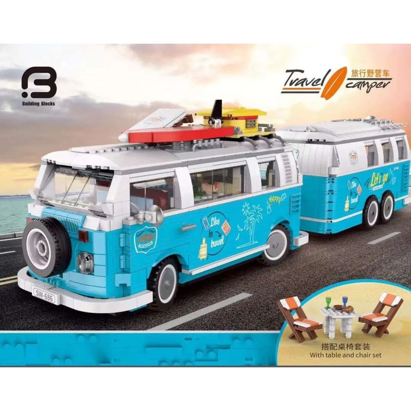 BRICK ELEMENT 19009 non  CẮM TRẠI DU LỊCH bộ đồ chơi xếp lắp ráp ghép mô hình Creator TRAVEL CAMPER Sáng Tạo 2775 khối