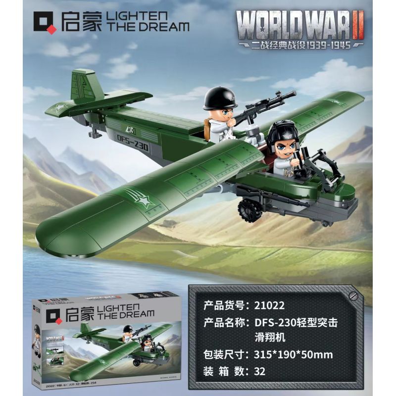 Enlighten 21022 Qman 21022 non  TÀU LƯỢN TẤN CÔNG HẠNG NHẸ DFS-230 bộ đồ chơi xếp lắp ráp ghép mô hình Military Army WORLD WAR II Quân Sự Bộ Đội 234 khối