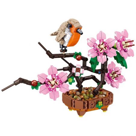 ZHEGAO 01022 non  HOA ĐÀO bộ đồ chơi xếp lắp ráp ghép mô hình 573 khối