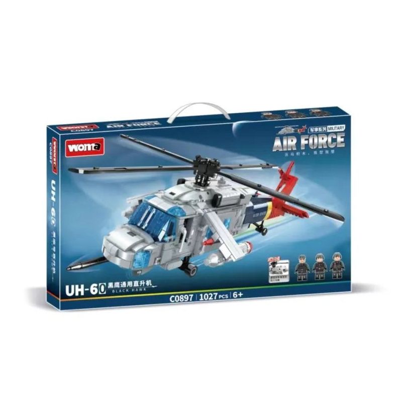 WOMA C0897 0897 non  MÁY BAY TRỰC THĂNG UH-60 BLACK HAWK bộ đồ chơi xếp lắp ráp ghép mô hình Military Army AIR FORCE Quân Sự Bộ Đội 1027 khối