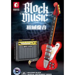 SEMBO 708946 non  ĐÀN GUITAR ĐIỆN bộ đồ chơi xếp lắp ráp ghép mô hình BLOCK MUSIC 1061 khối