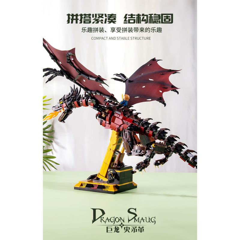BEAUTY AND 13003 non  SMAUG CON RỒNG bộ đồ chơi xếp lắp ráp ghép mô hình The Lord Of The Rings DRAGON SMAUG Chúa Nhẫn 1359 khối