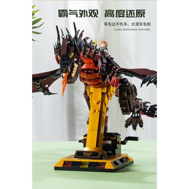 BEAUTY AND 13003 non  SMAUG CON RỒNG bộ đồ chơi xếp lắp ráp ghép mô hình The Lord Of The Rings DRAGON SMAUG Chúa Nhẫn 1359 khối