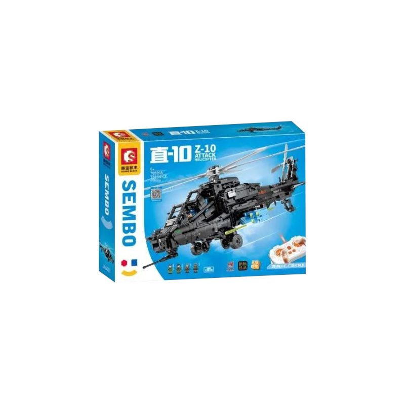 SEMBO 705993 non Lego PHÁO HẠM Z-10 bộ đồ chơi xếp lắp ráp ghép mô hình Military Army Z-10 ATTACK HELICOPTER Quân Sự Bộ Đội 1225 khối