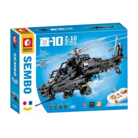 SEMBO 705993 non  PHÁO HẠM Z-10 bộ đồ chơi xếp lắp ráp ghép mô hình Military Army Z-10 ATTACK HELICOPTER Quân Sự Bộ Đội 1225 khối