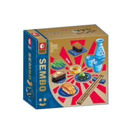 SEMBO 601414 non  MÓN ĂN NHẬT SUSHI bộ đồ chơi xếp lắp ráp ghép mô hình 702 khối