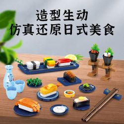 SEMBO 601414 non  MÓN ĂN NHẬT SUSHI bộ đồ chơi xếp lắp ráp ghép mô hình 702 khối