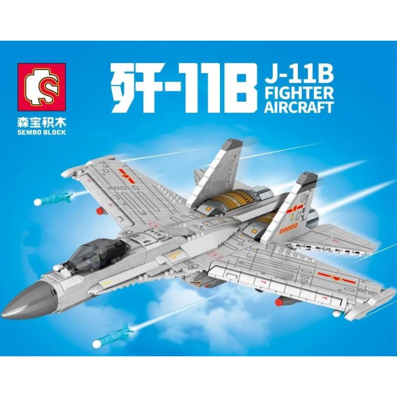 SEMBO 202156 non  MÁY BAY CHIẾN ĐẤU J-11B bộ đồ chơi xếp lắp ráp ghép mô hình Military Army J-11B FIGHTER AIRCRAFT Quân Sự Bộ Đội 1216 khối