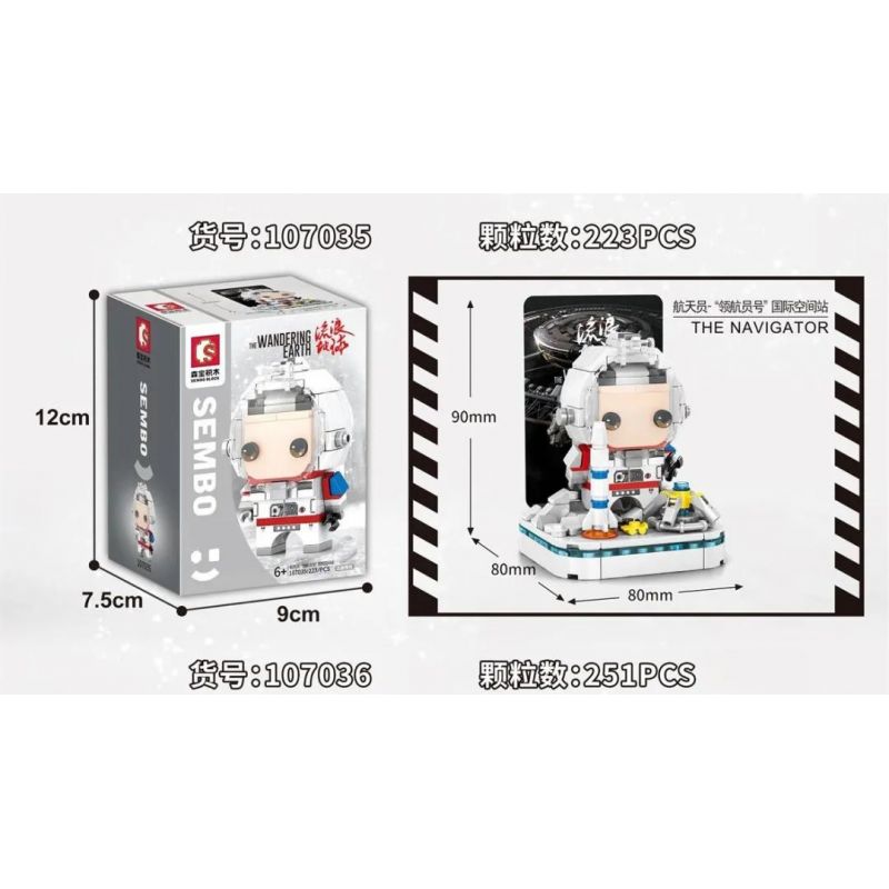 SEMBO 107033 107034 107035 107036 non  XÂY DỰNG BÚP BÊ 4 PHONG CÁCH bộ đồ chơi xếp lắp ráp ghép mô hình The Wandering Earth Lưu Lạc Địa Cầu 923 khối