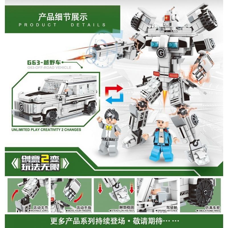 MINGDI 10061 non  SPEED ?​MECH G63-XE ĐỊA HÌNH bộ đồ chơi xếp lắp ráp ghép mô hình Racers SPEED ARMOR Đua Tốc Độ 520 khối