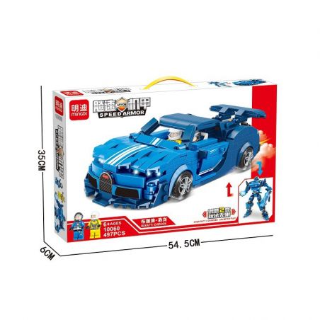 MINGDI 10060 non  CƠ KHÍ TỐC ĐỘ BUGADI-CHIRON bộ đồ chơi xếp lắp ráp ghép mô hình Racers SPEED ARMOR Đua Tốc Độ 497 khối