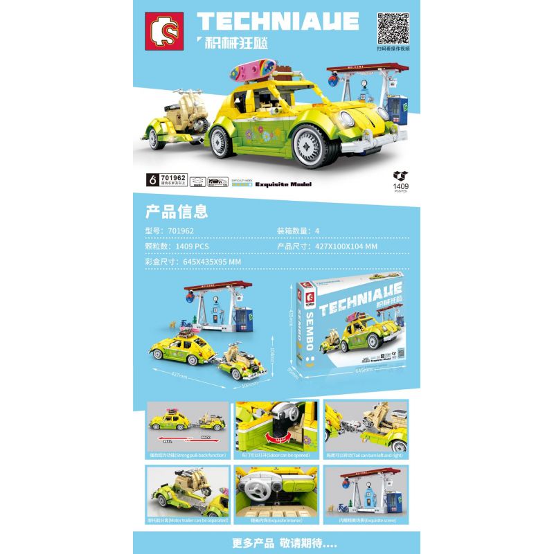 SEMBO 701962 non  BỌ CÁNH CỨNG bộ đồ chơi xếp lắp ráp ghép mô hình  Kỹ Thuật Công Nghệ Cao Mô Hình Phương Tiện 1409 khối