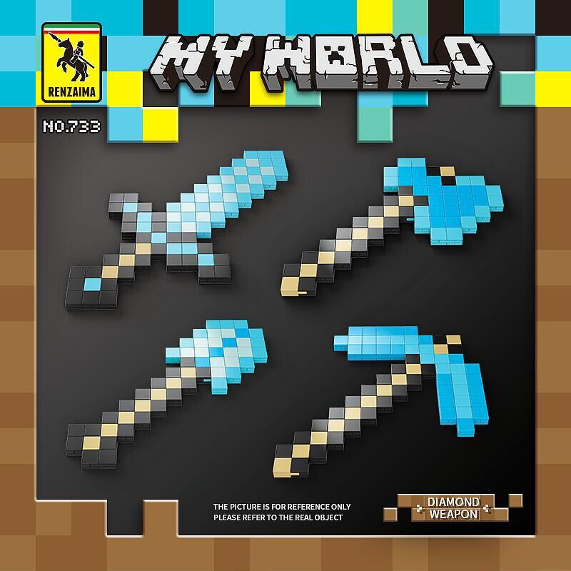 RENZAIMA 733 non Lego MINECRAFT LẮP RÁP VŨ KHÍ 4 KIỂU bộ đồ chơi xếp lắp ráp ghép mô hình MY WORLD Game Xây Dựng 932 khối