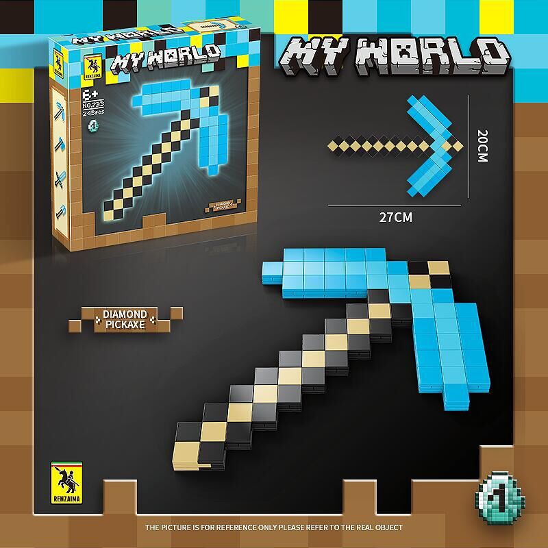 RENZAIMA 733 non  MINECRAFT LẮP RÁP VŨ KHÍ 4 KIỂU bộ đồ chơi xếp lắp ráp ghép mô hình MY WORLD Game Xây Dựng 932 khối