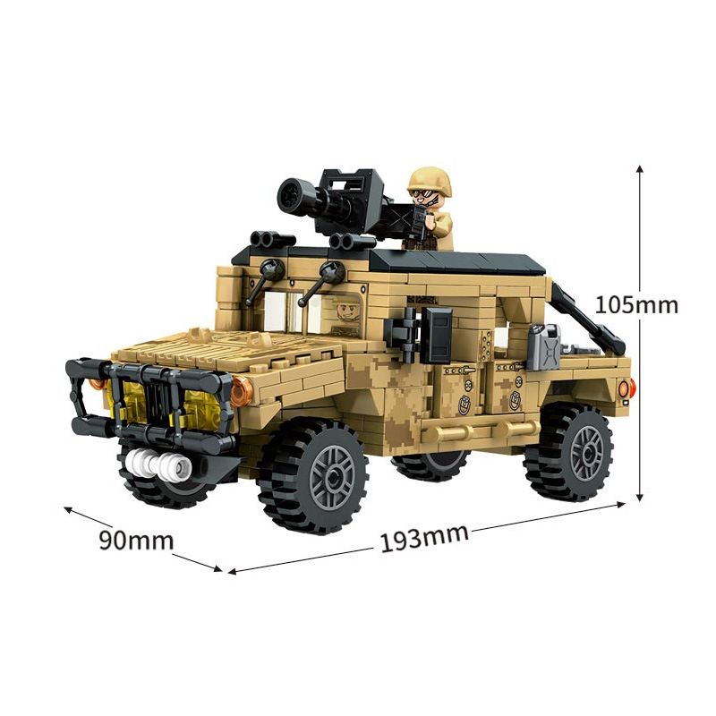 LEYI 88018 non Lego XE HUMVEE QUÂN SỰ M998 bộ đồ chơi xếp lắp ráp ghép mô hình Military Army M998 MILITRAY HUMMER Quân Sự Bộ Đội 588 khối