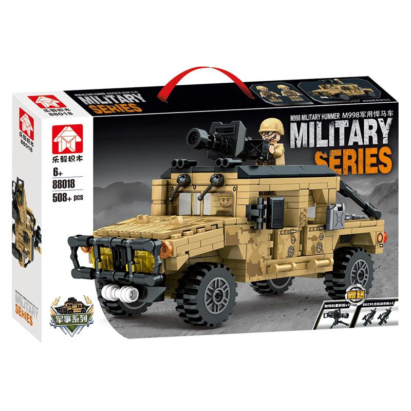 LEYI 88018 non  XE HUMVEE QUÂN SỰ M998 bộ đồ chơi xếp lắp ráp ghép mô hình Military Army M998 MILITRAY HUMMER Quân Sự Bộ Đội 588 khối