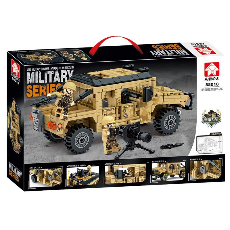 LEYI 88018 non  XE HUMVEE QUÂN SỰ M998 bộ đồ chơi xếp lắp ráp ghép mô hình Military Army M998 MILITRAY HUMMER Quân Sự Bộ Đội 588 khối