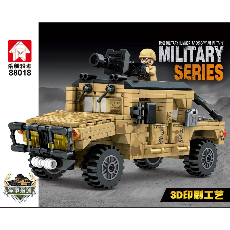 LEYI 88018 non  XE HUMVEE QUÂN SỰ M998 bộ đồ chơi xếp lắp ráp ghép mô hình Military Army M998 MILITRAY HUMMER Quân Sự Bộ Đội 588 khối