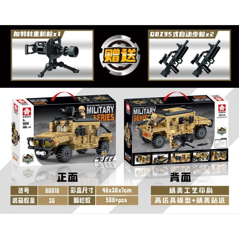 LEYI 88018 non  XE HUMVEE QUÂN SỰ M998 bộ đồ chơi xếp lắp ráp ghép mô hình Military Army M998 MILITRAY HUMMER Quân Sự Bộ Đội 588 khối