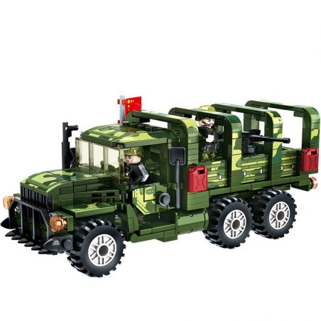 LEYI 88017 non  XE CHỞ NHÂN VIÊN DONGFENG bộ đồ chơi xếp lắp ráp ghép mô hình Military Army DONGFENG TROOP CARRIER Quân Sự Bộ Đội 432 khối