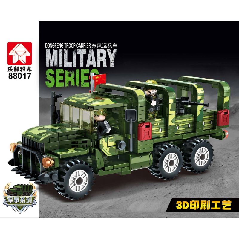 LEYI 88017 non  XE CHỞ NHÂN VIÊN DONGFENG bộ đồ chơi xếp lắp ráp ghép mô hình Military Army DONGFENG TROOP CARRIER Quân Sự Bộ Đội 432 khối