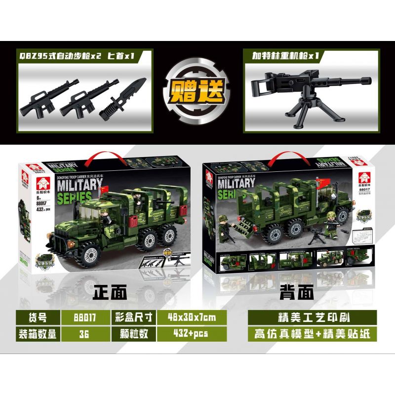 LEYI 88017 non  XE CHỞ NHÂN VIÊN DONGFENG bộ đồ chơi xếp lắp ráp ghép mô hình Military Army DONGFENG TROOP CARRIER Quân Sự Bộ Đội 432 khối