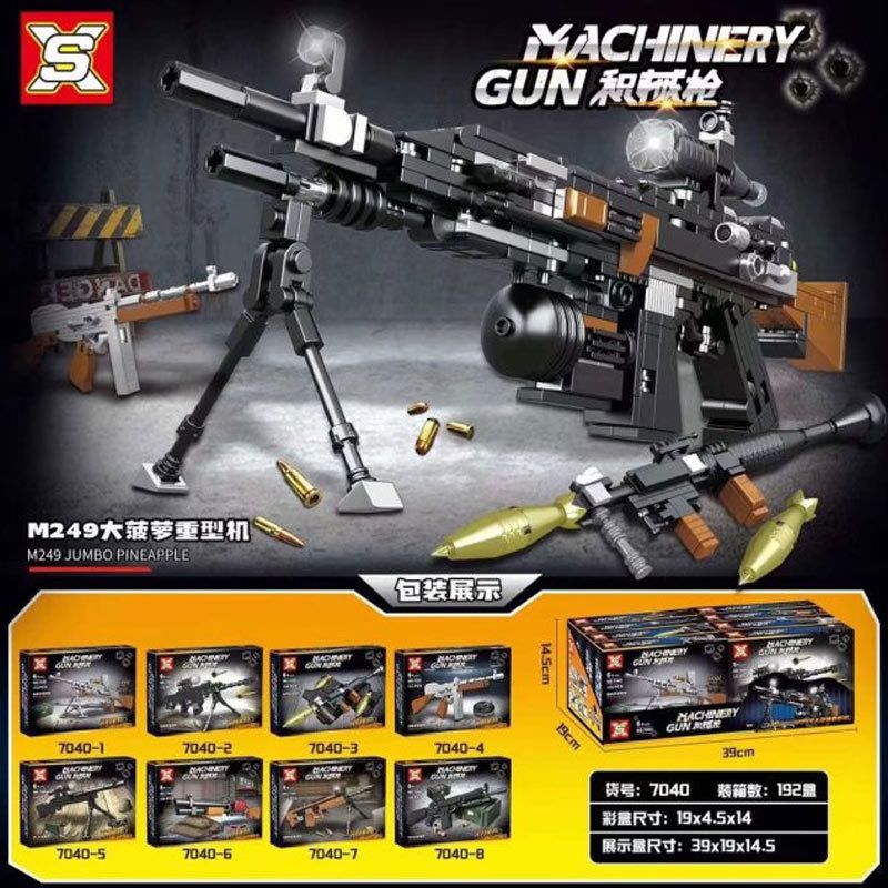 SX 7040 non Lego SÚNG JACKPOT 8 KIỂU bộ đồ chơi xếp lắp ráp ghép mô hình Military Army MACHINERY GUN Quân Sự Bộ Đội