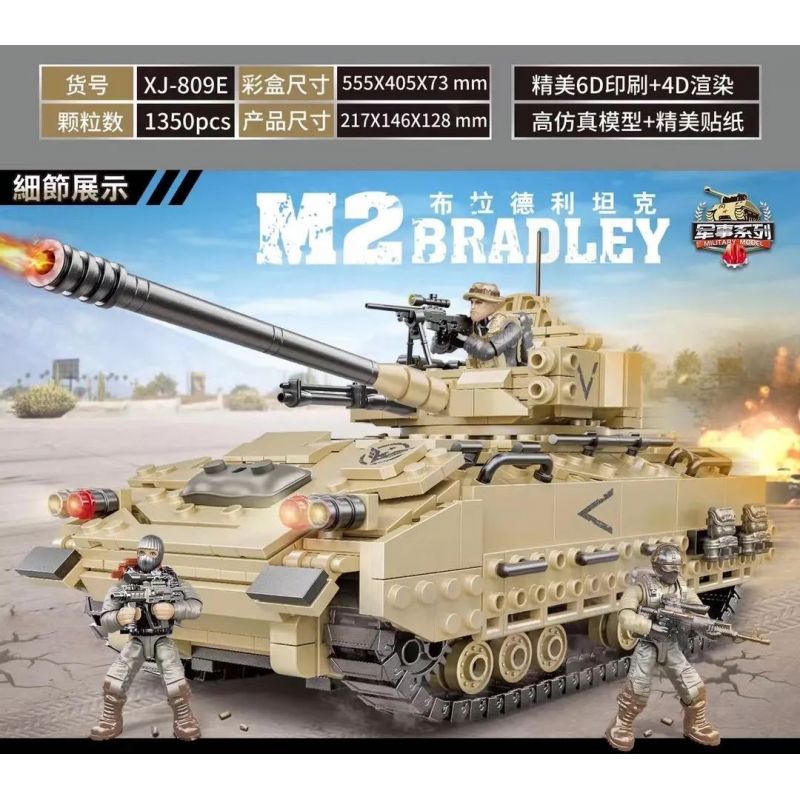 XIANG JUN XJ-809E 809E XJ809E non  XE TĂNG BRADLEY bộ đồ chơi xếp lắp ráp ghép mô hình Military Army M2 BRADLEY Quân Sự Bộ Đội 1350 khối