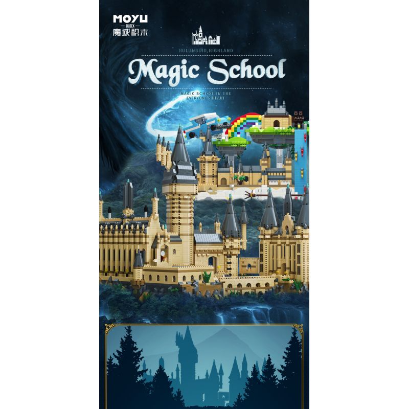MOYU BLOCK MY92032 92032 non  LÂU ĐÀI MA THUẬT LỚN bộ đồ chơi xếp lắp ráp ghép mô hình MAGIC SCHOOL 6369 khối