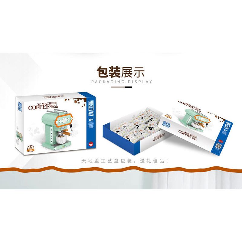 ZHEGAO 01008 non  MÁY PHA CÀ PHÊ HIỆN ĐẠI bộ đồ chơi xếp lắp ráp ghép mô hình Creator COFFEE MACHINE Sáng Tạo 640 khối